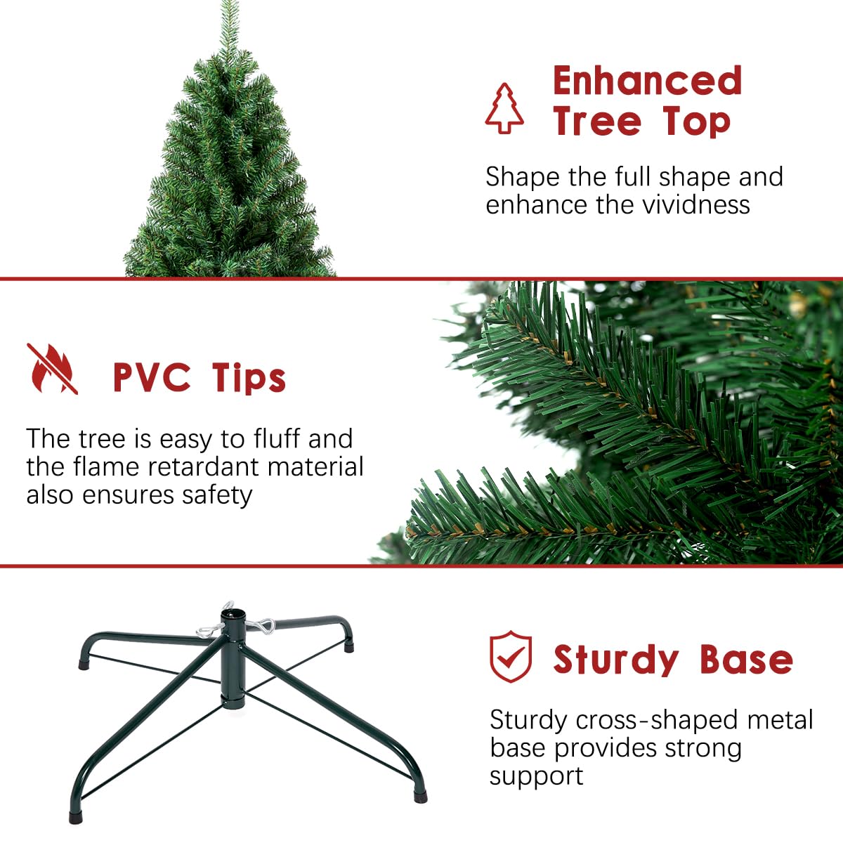 5FT Premium Christmas Tree, Small Spruce Artificial Holiday Xmas Tree with 600 PVC Branch Tips & Foldable Metal Stand for Home, Office, Party Decoration,Green