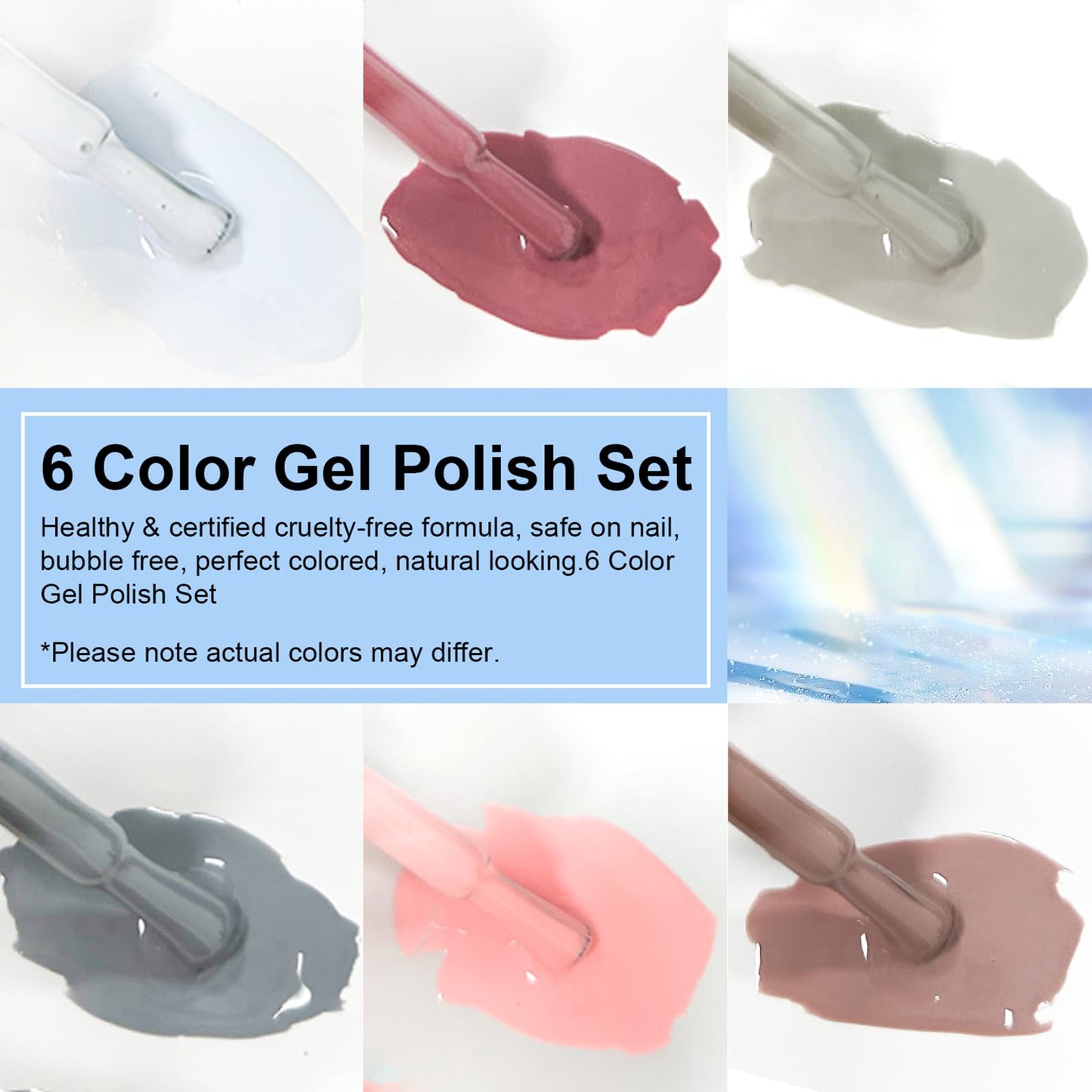 eodci 6PCS Pink Gel Nail Polish Set, Fall Nude Brown Gel Polish, Neutral Pink White Nail Gel Polish Cream Summer Fall Gel Nail Polish White Nude Gray Nail Gel Manicure for Women