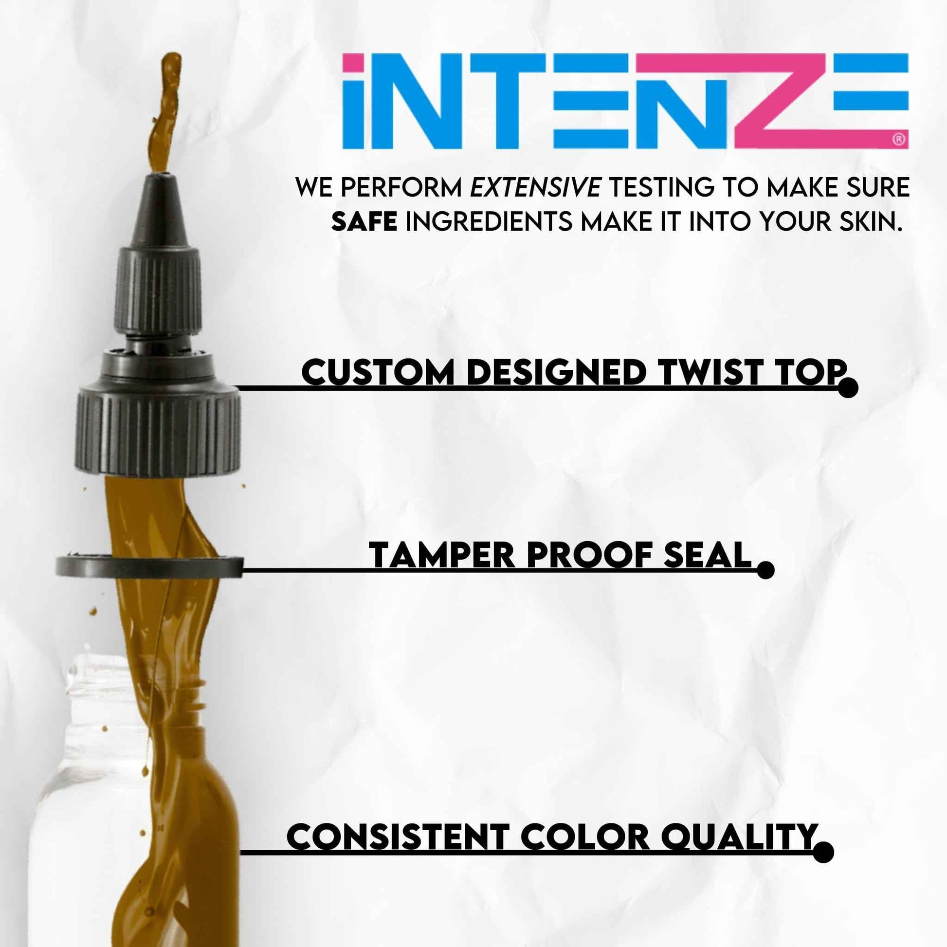 Intenze Light Brown Tattoo Ink 1/2 oz with Excellent Long-Lasting Opacity, Made in USA, Exceptional Skin Coverage, Sterilized and Direct from The Manufacturer