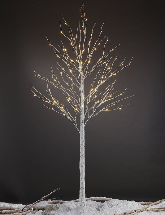 LIGHTSHARE Lighted Tree 8FT 132 LED Lighted Birch Tree for Decoration Inside and Outside, Home Patio Wedding Festival Christmas Decor, Warm White