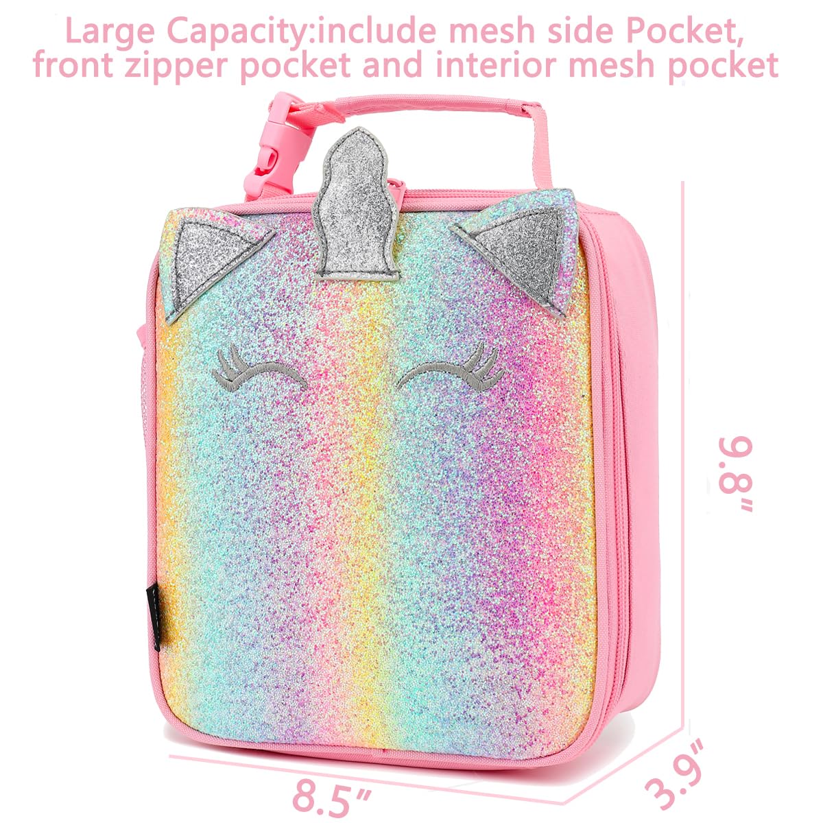 FlowFly Kids Lunch box Insulated Soft Bag Mini Cooler Back to School Thermal Meal Tote Kit for Girls, Boys, Smile