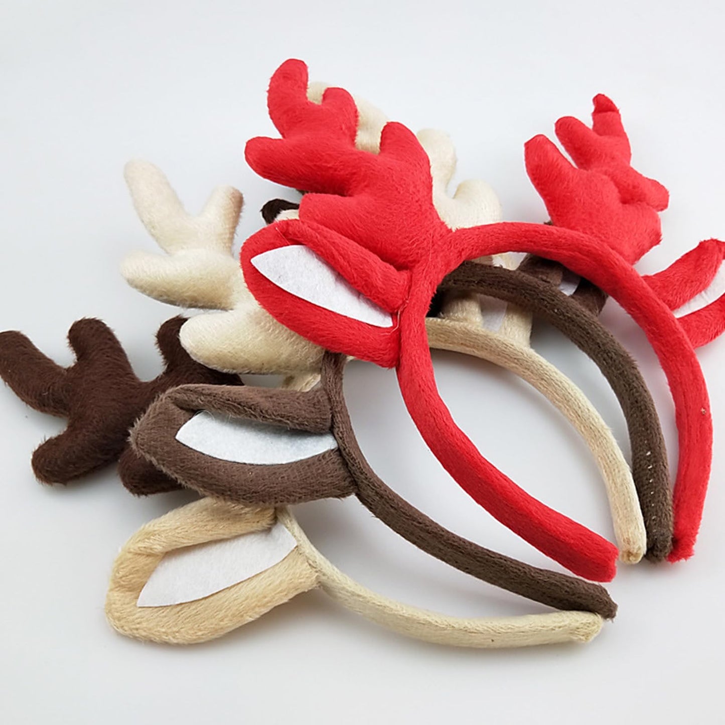 2 Pcs Christmas Reindeer Antlers Headband Deer Antlers Ears Headpiece Women Elk Horns Hair Hoops Bands Hairband Xmas Masquerade Halloween Parade Cosplay Dress Up Festival Birthday Party Accessories