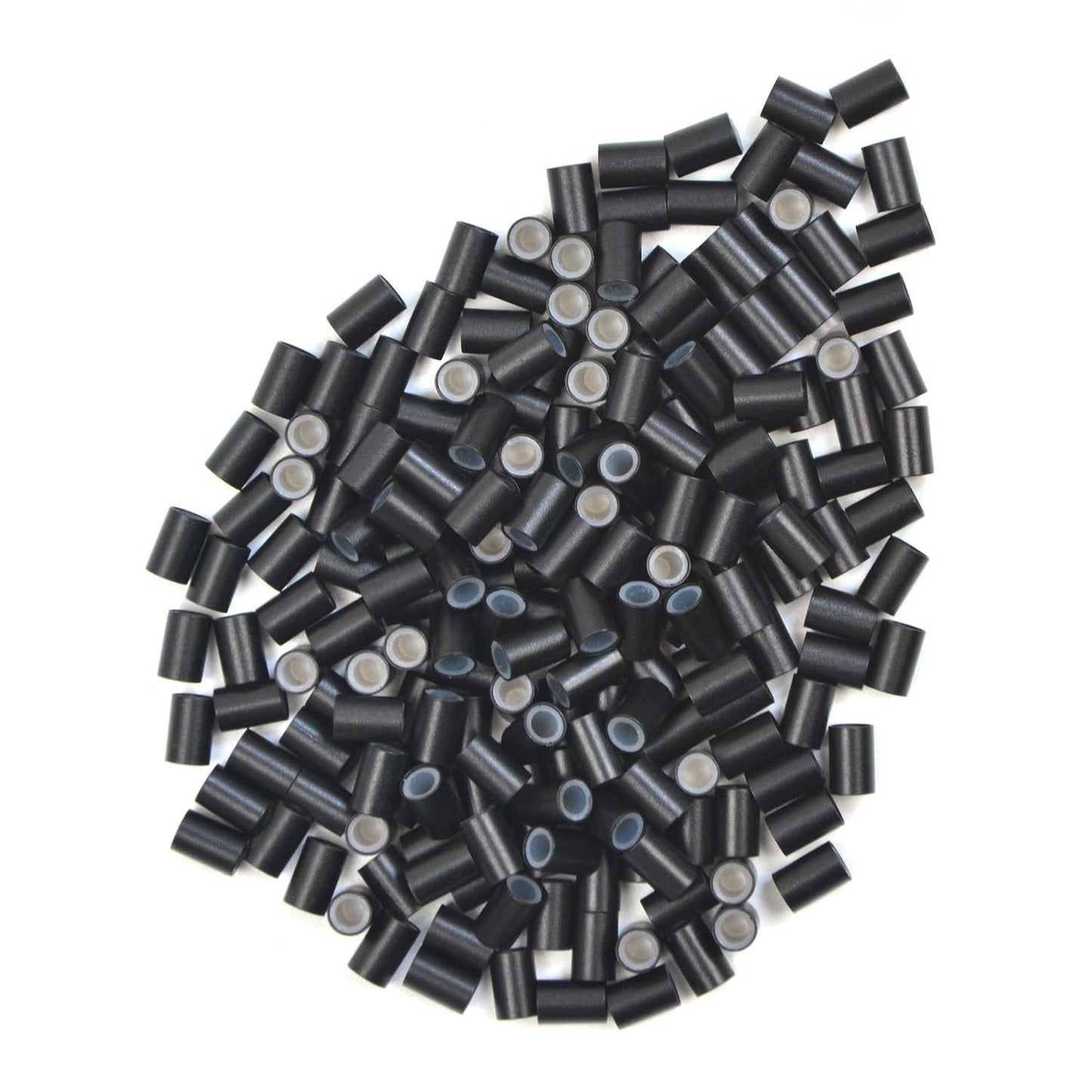 500 Pcs Silicone Lined Micro Rings Links Beads 4.0 * 2.8 * 6.0 mm Copper Hair Beads for Copper Hair Extensions (Black)