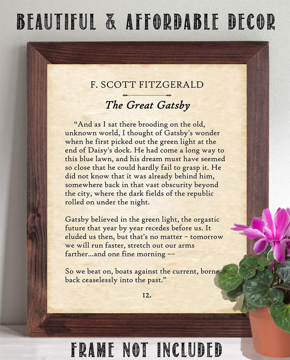 F. Scott Fitzgerald - The Great Gatsby - 11x14 Unframed Typography Book Page Print - Great Gift for Twentieth-Century Literature Fans Under $15?