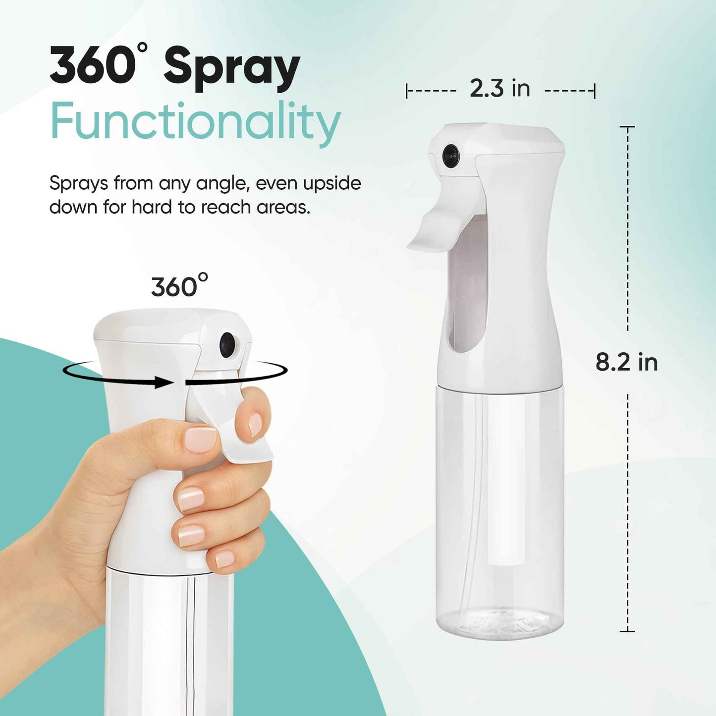 Aquableu Spray Bottle for Hair – 10-Pack Continuous Mist Spray Bottle for Hair Care, Styling, Cleaning, Plants, Pets & Essential Oils (Clear, 6.76oz/200ml)