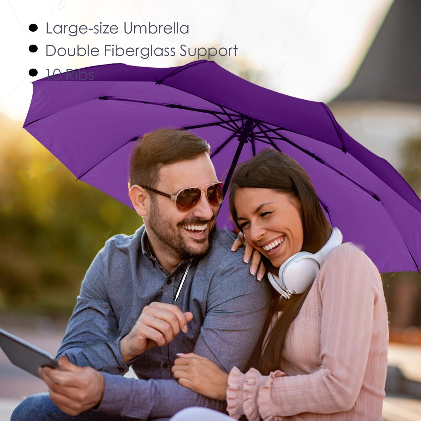 SIEPASA Windproof Travel Compact Umbrella-Automatic Umbrellas for Rain-Compact Folding Umbrella, Travel Umbrella Compact, Portable Windproof Umbrellas for Men Women Teenage.(Purple, 54 Inch)