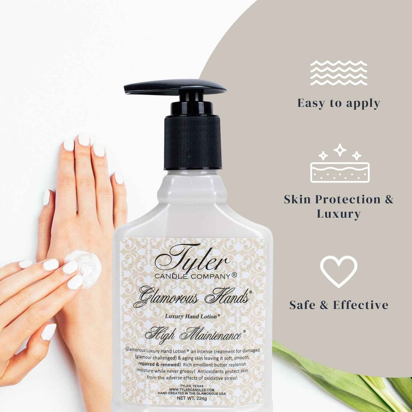 Worldwide Nutrition Bundle: Tyler High Maintenance Hand Lotion - Scented and Small Hand Cream For Dry Hands - 8 Oz Travel Size Luxury Hand Moisturizer and Multi-Purpose Key Chain