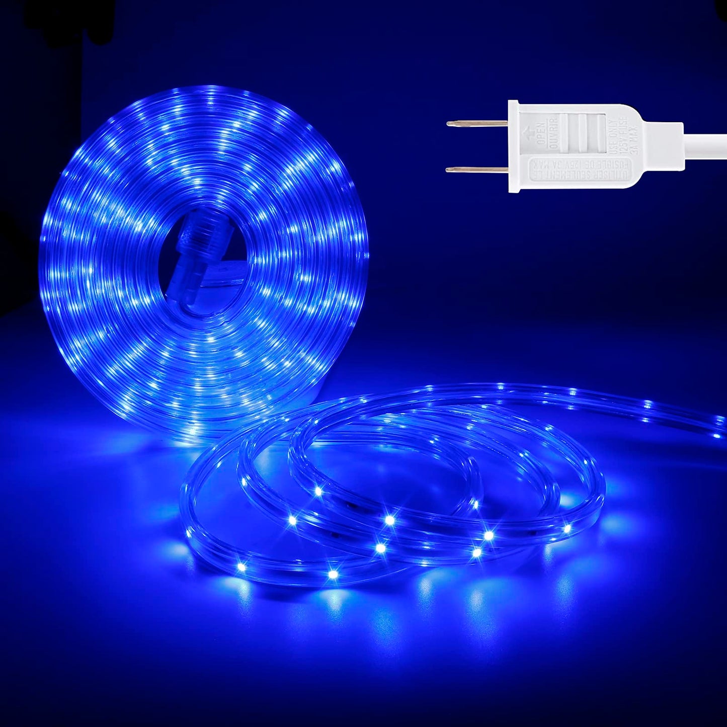 Areful LED Rope Lights, 16.4 Feet Blue Flat Flexible Strip Light, Plug in Novelty Lighting, Connectable and Waterproof for Home Christmas Holiday Garden Patio Party Decoration