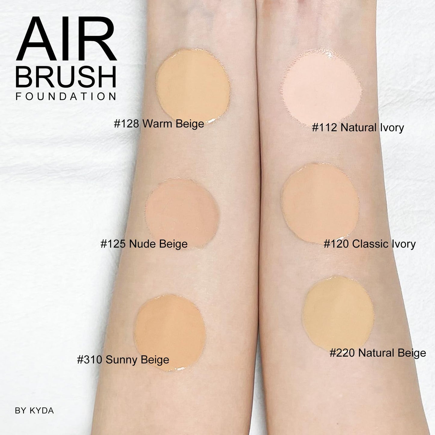 KYDA AirBrush Foundation Spray, Lasting Matte Foundation, Lightweight Cover, Smooth Blendable, Moisturizing Makeup Primer with Soft Brush Applicator-#120 Classic Ivory