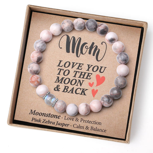 THEMEROL Gifts for Mom Birthday Gifts from Daughter Son Moonstone Bracelet Women Christmas Mothers Day Gifts Great Presents Best Mama Personalized Unique Handmade Valentines Stocking Easter Stuffers