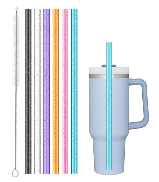 Replacement Straw Compatible with Stanley 40 oz 30 oz Cup Tumbler, 6 Pack Reusable Straw with Cleaning Brush, Plastic, Color, Dishwasher Safe