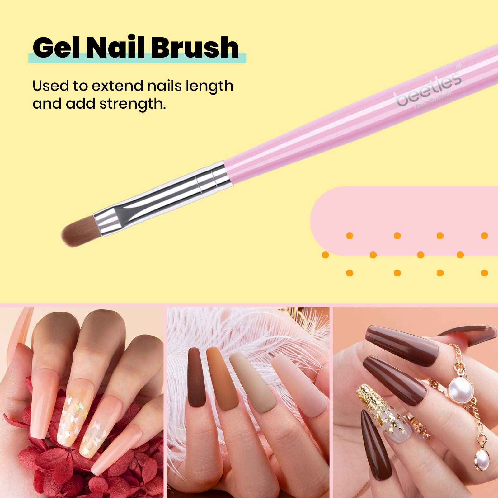 Beetles Gel Nail Polish Kit 20 Colors Nude Pink Purple Glitter Red Manicure Kit and Nail Art Brushes Set Gel Polish Nail Art Design Pen Painting Tools.
