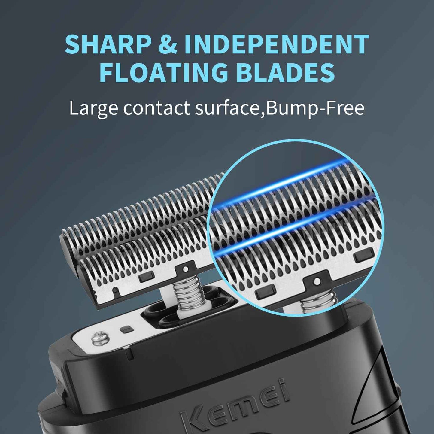 KEMEI Professional Electric Foil Shaver for Men, Beard Trimmer & Men's Grooming Tool, Foil Shaving and Bald Head Precision Trimmer. Cordless and Rechargeable with USB. Gifts for Men