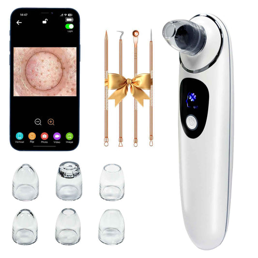 2025 Pore Vacuum with Camerafor, USB Rechargeable Blackhead Remover Vacuum,3 Levels Adjustable Pore Vacuum Blackhead Remover, 6 Suction Heads,Face Vacuum Pore Cleanser for Women & Men