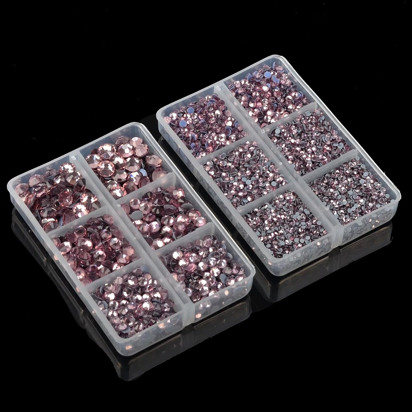 10000Pcs 2-Boxes Mixed Size Hot Fix Round Crystals Gems Glass Stones Hotfix Flat Back Rhinestones with tweezers and picking pencil (Light Amethyst)