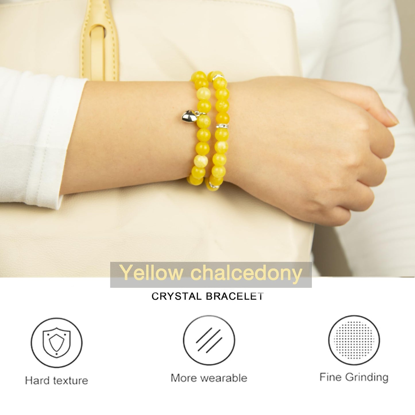 Healing Bracelets for Women - Citrine Bracelet - Healing Prayers Crystal Bracelet, 8mm Natural Stone Anti Anxiety Stress Relief Yoga Beads Get Well Soon Gifts