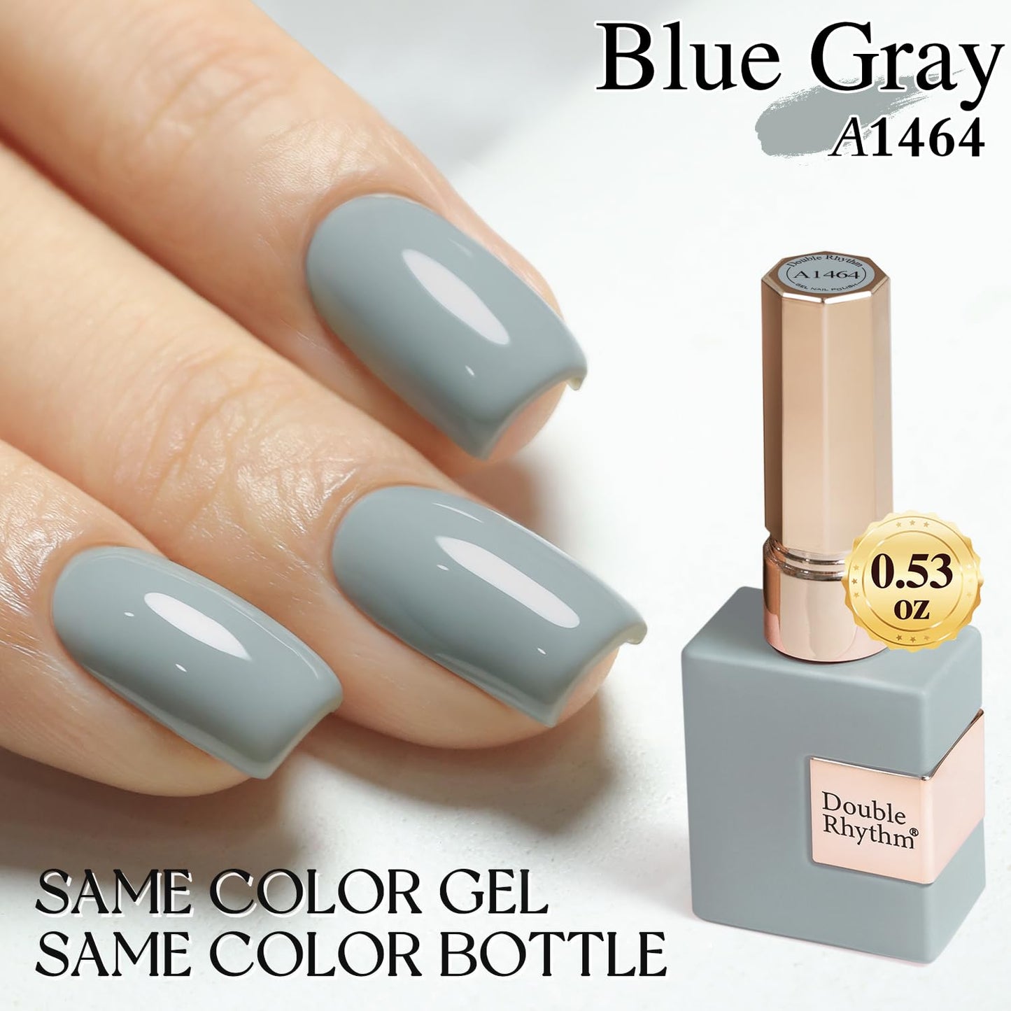 Double Rhythm 15ML Gel Nail Polish Pure Sheer Same Color Same Bottle Soak Off Gel Polish Art Manicure Salon DIY at Home for Women (Milky Gray-A1464)