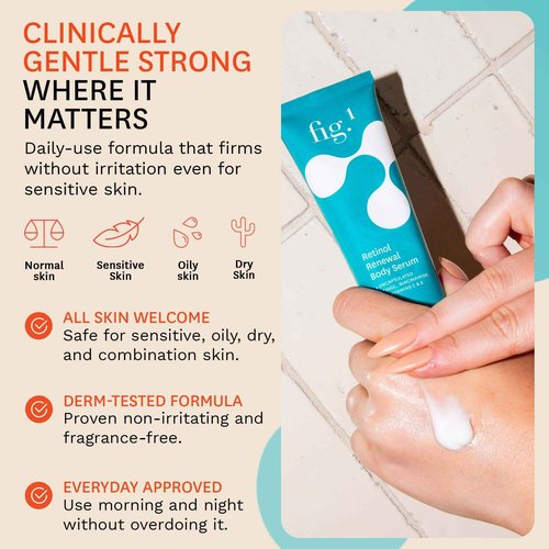 Fig.1 Retinol Body Serum – Advanced Skin Booster for Crepey Skin, Stretch Marks, Anti-Aging & Dark Spots – Glowing, Non-Greasy Retinoid Treatment with Niacinamide, Vitamin C & Retinol – 3.4 oz