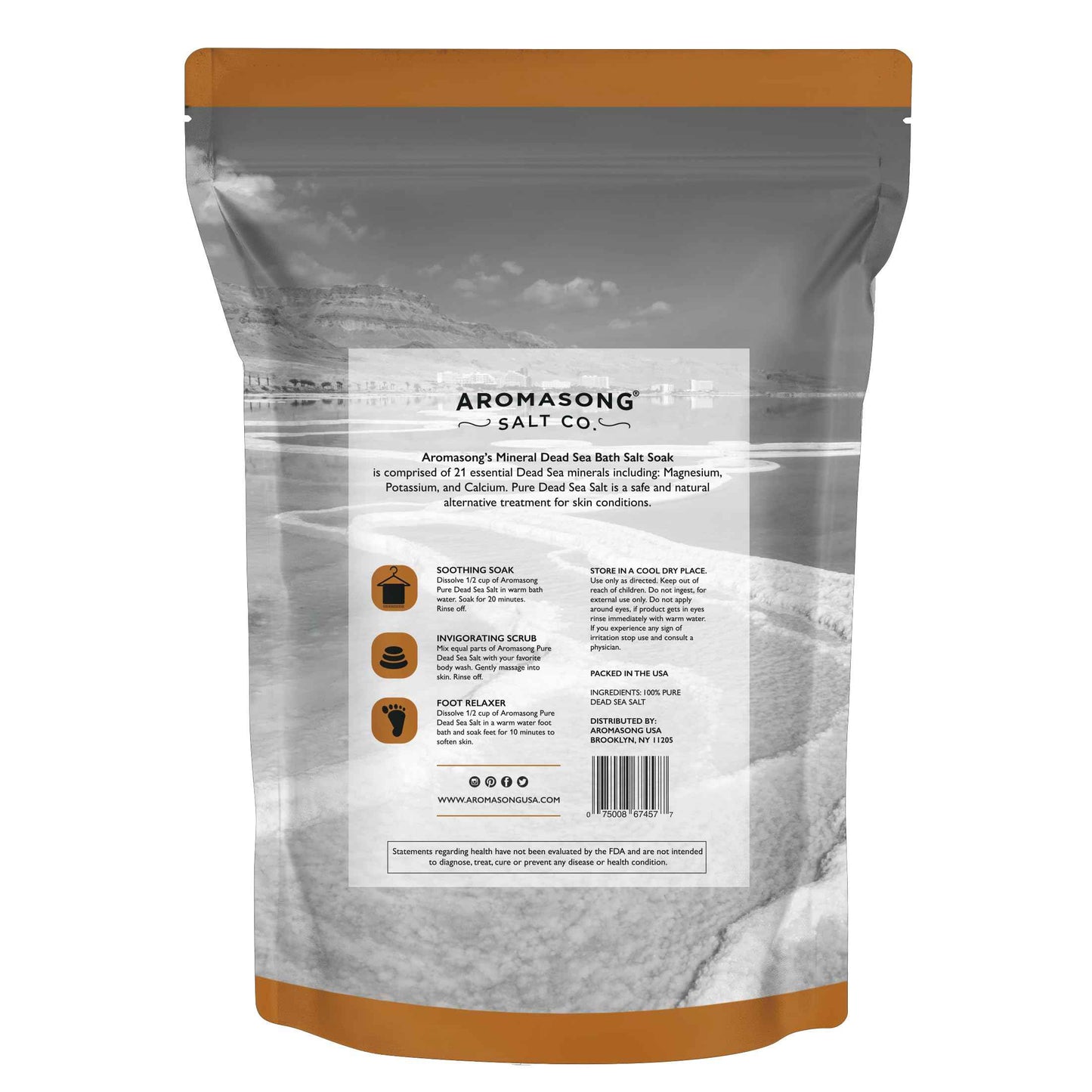 Aromasong Raw Dead Sea Salt for Soaking - Minimal Cleaned Bath Salt Soak - 10 Lbs (2 x 5 lb. Bags) Bulk Resealable Pack - Leaves Your Skin Softer Then Epsom Salt