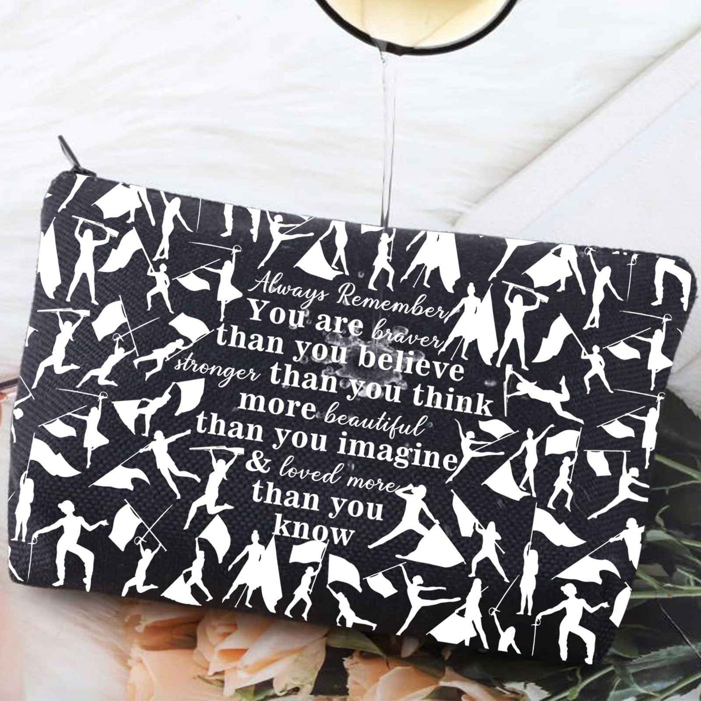 G2TUP Color Guard Gift Makeup Bag Flags Cosmetic Bag You're Braver Than You Believed Colorguard Gift