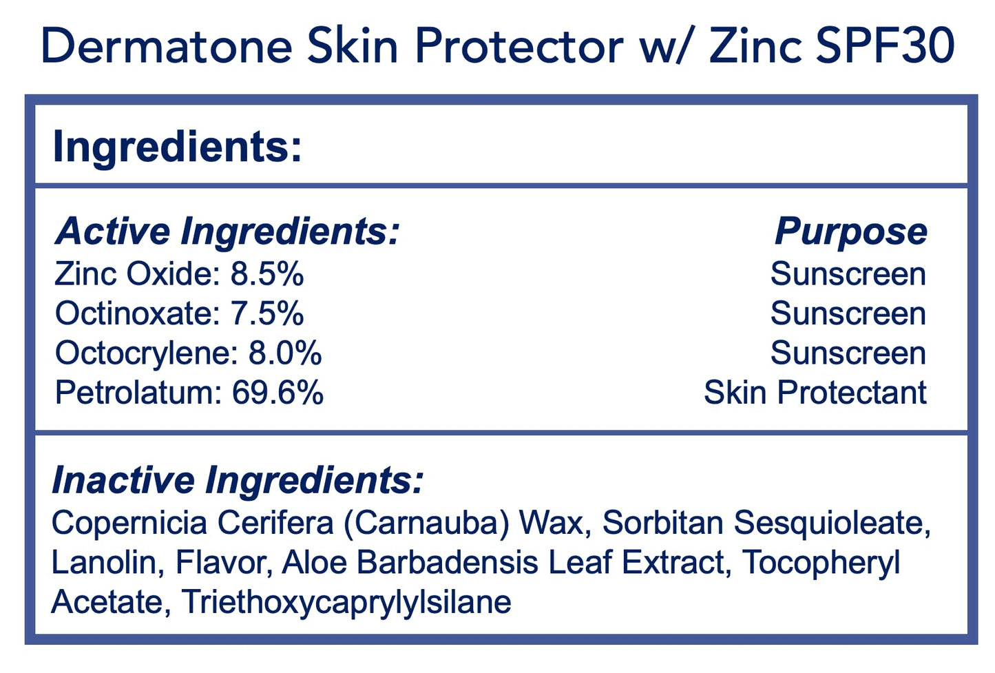 Dermatone Skin Protector w/Zinc | Skin Balm for Face & Lips | Barrier Cream for Sun, Wind & Cold | SPF 30 Zinc Sunscreen | Moisturize Heal & Repair Dry Skin, 0.5 oz