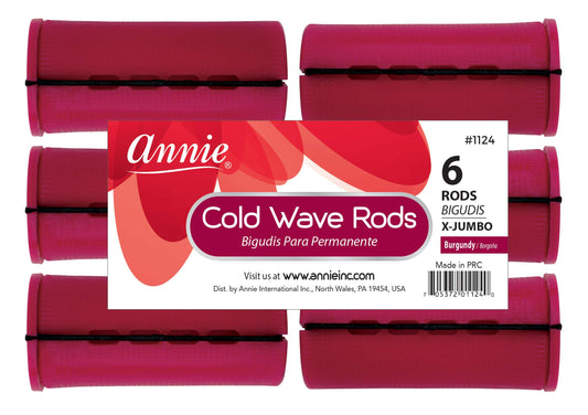 Annie Jumbo Cold Wave Rods with Rubber Band for Hair Curling and Perm Styling - Burgundy - Set of 3 Packs of 6 (18 Pieces)