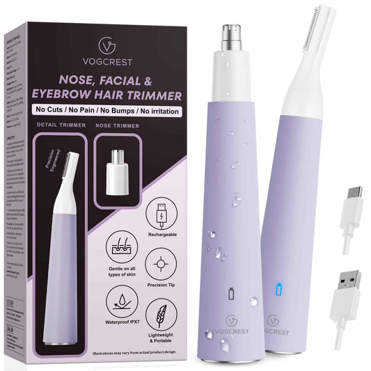 VG VOGCREST Nose Hair Trimmer for Women: Rechargeable 2 in 1 Ear Eyebrow Trimmer (Purple)