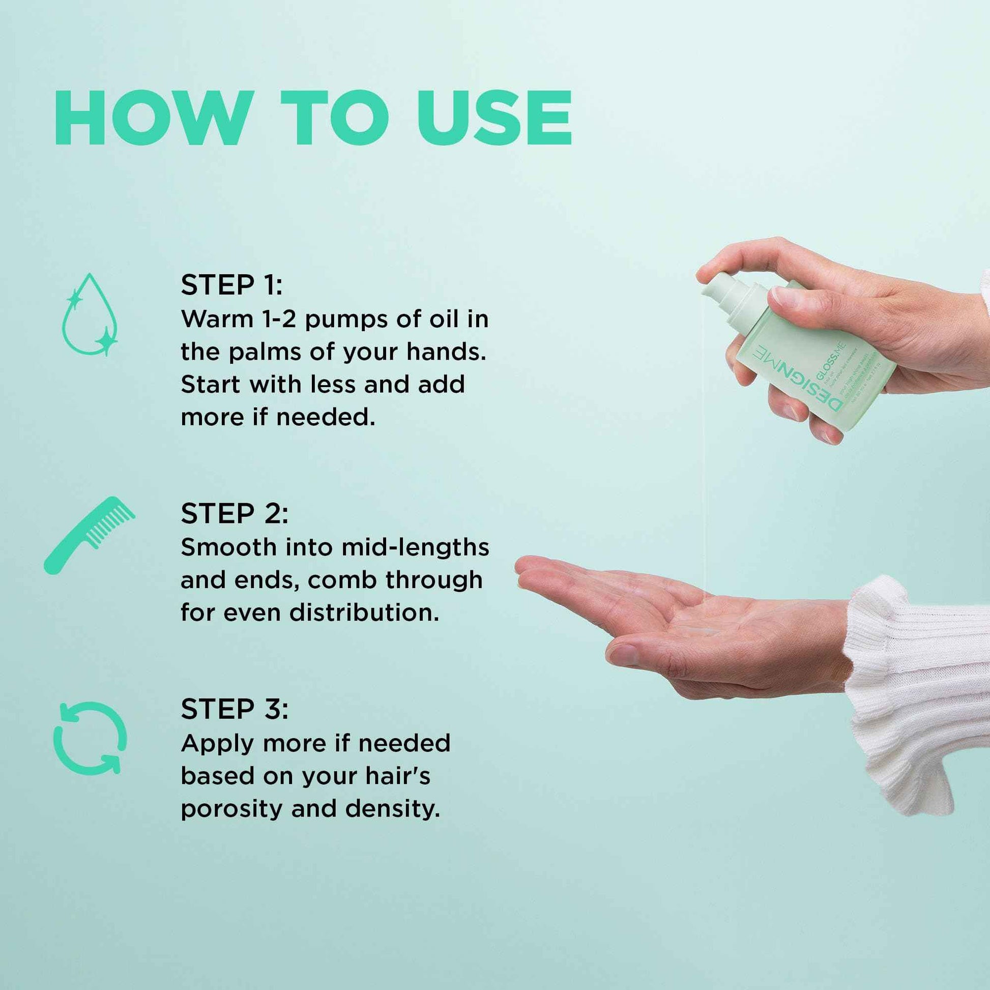 GLOSS.ME Hair Oil by Design.Me | Anti Frizz Hair Serum for Women | Argan Hair Oil Adds Shine, Smoothness, & Hydration | Paraben & Sulfate Free Straight, Wavy, Coily, or Curly Hair Serum, (80 ml)