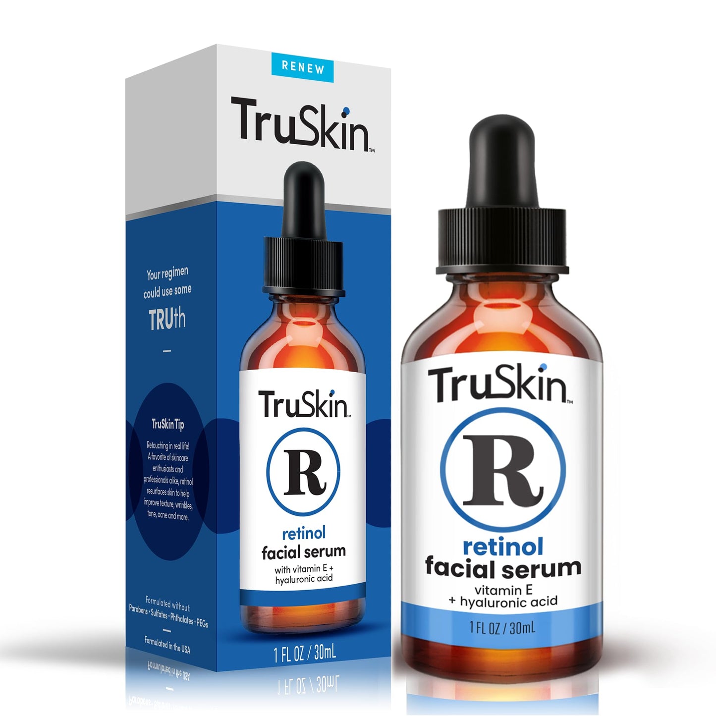 TruSkin Retinol Serum for Face – Gentle Anti-Aging Serum with Retinol, Hyaluronic Acid, and Vitamin E for A More Youthful Feel – Skin Care Made to Improve Fine Lines, Wrinkles, 1 fl oz