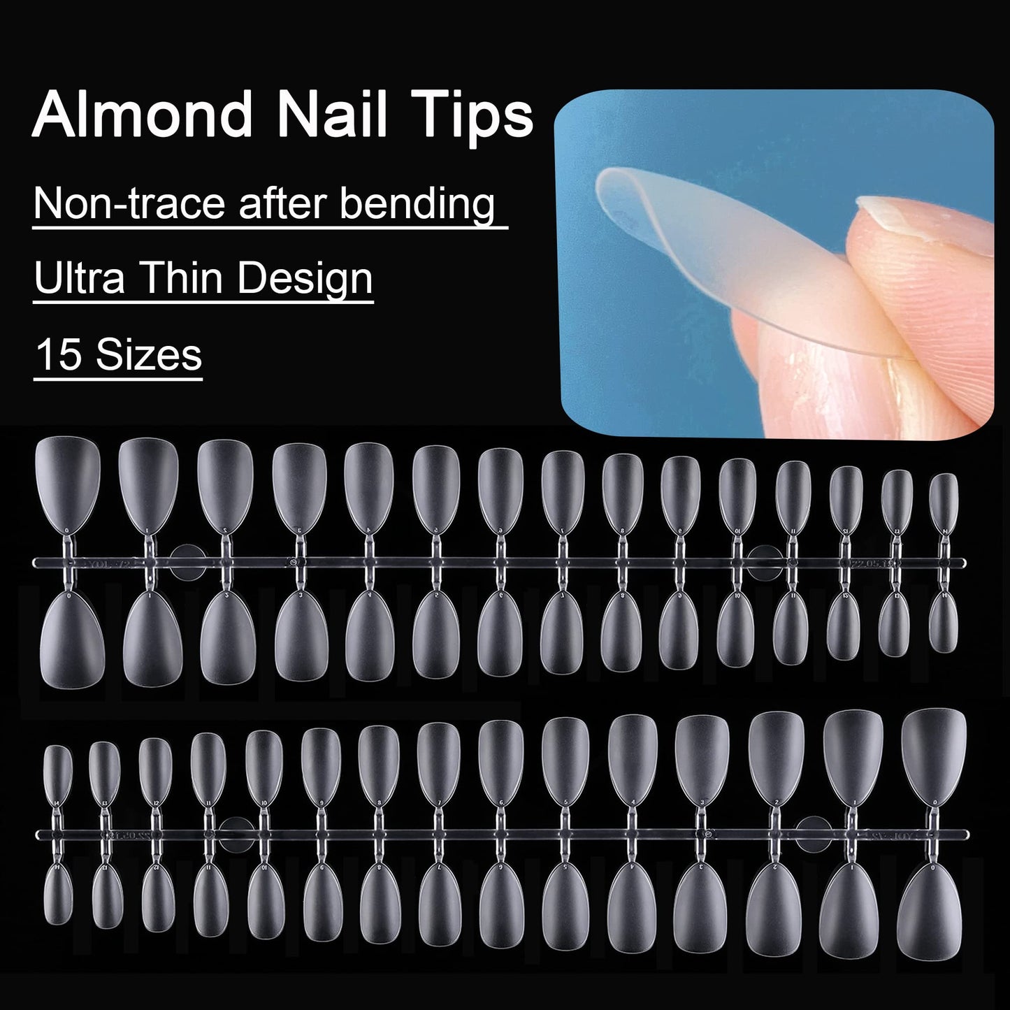 AddFavor Extra Short Almonds Nail Tips 300pcs Soft Gel Matte Full Cover False Nail Tips xl Short Almond Acrylic Fake Nails for Women and Girls Nail Extension, Salon and Home Manicure