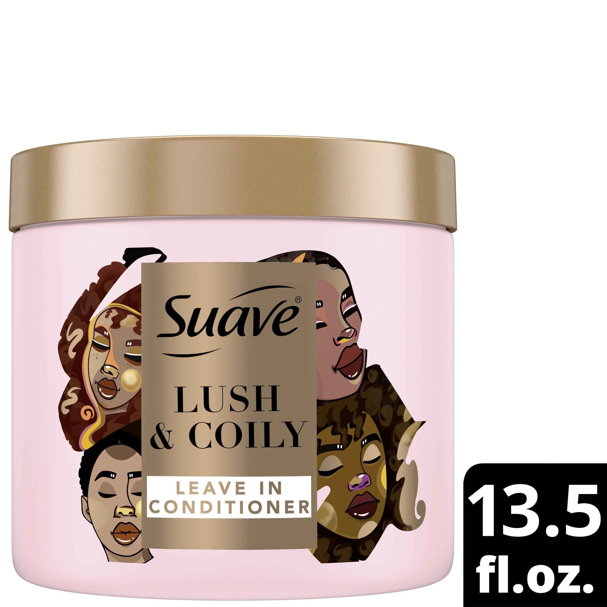 Suave+ Leave-In Conditioner, Lush & Coily, 2-Pack – Coconut Oil, Shea Butter & Amino Complex Natural Hair Care Products, Anti-Frizz, 13.5 Oz Ea