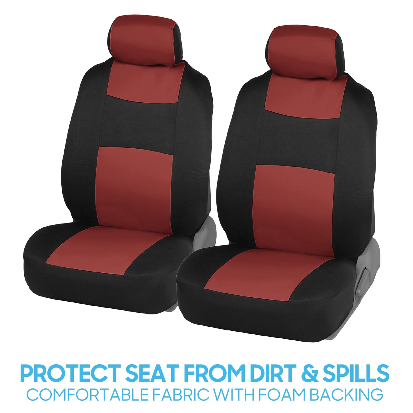 BDK PolyPro Car Seat Covers Full Set in Terracotta on Black, Front and Rear Split Bench Seat Covers for Cars, Easy to Install Car Seat Cover Set, Car Accessories for Auto Trucks Van SUV - Terracotta