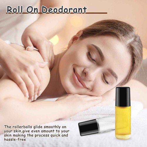 DMuuuDM Large Glass Roll On Bottles,Empty Glass Deodorant Roller Bottles With Large Plastic Roller Ball for Essential Oil,Deodorant,Castor Oil,Body Oil-Dispense Containers for Pains (Clear, 1oz/30ml)