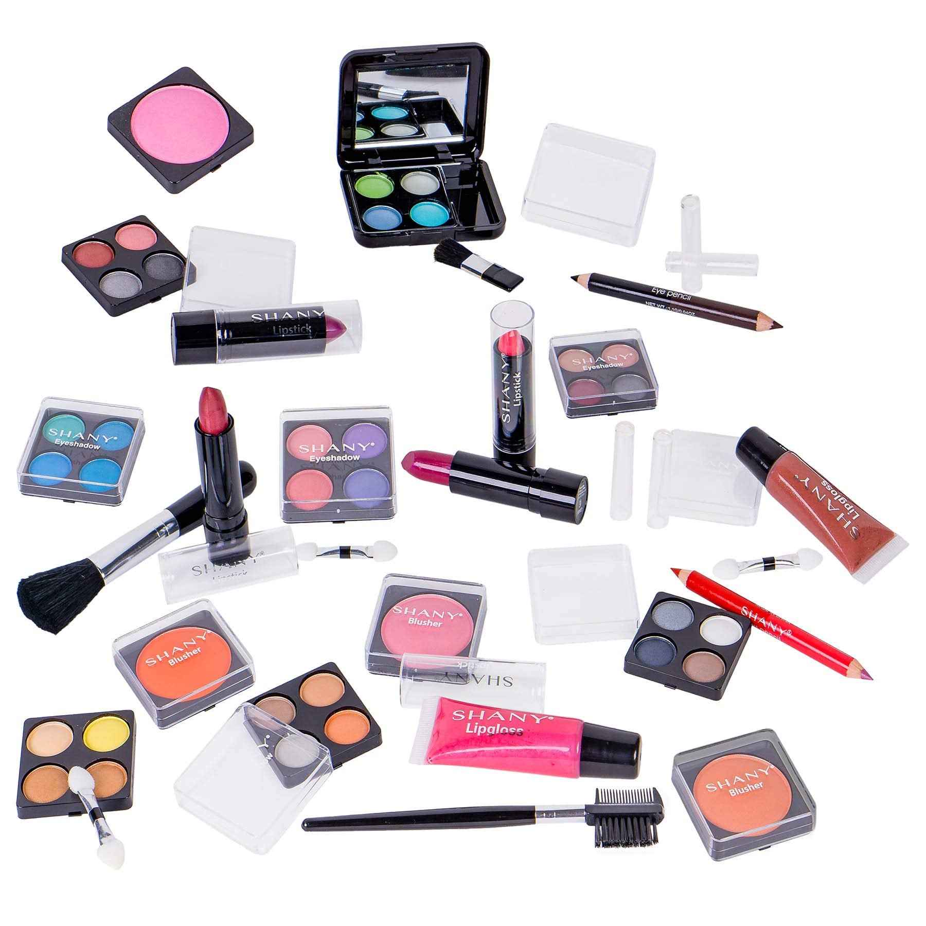 SHANY Carry All Make up Train Case with Pro Makeup Set, Beauty Brushes, Lipsticks, Eye Shadows, Blushes, Powders, and more - Reusable Cosmetics Storage Organizer - Premium Gift Packaging - Purple