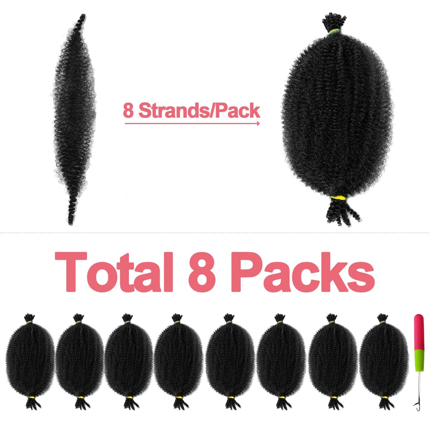 BATISI Marley Twist Braiding Hair 12 Inch Kinky Twist Hair Braiding Pre Separated Springy Afro Twist Hair Pre Fluffed Spring Twist Hair #1b Marley Hair Wrap Around Distressed Soft Faux Loc 8 Pack