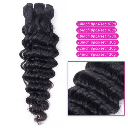 Curly Clip in Hair Extensions Real Human Hair 14inch 100g Invisible & Seamless 100% Brazilian Remy Human Extension Deep Wave Clip ins Extensions Double Weft 8 PCS with 20 Clips Natural Black