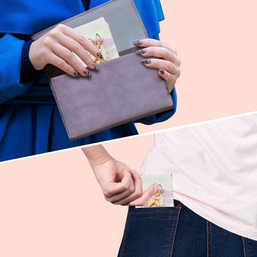 DEEZOMO Small Makeup Bag for Purse, Pocket Cosmetic Bag Squeeze Waterproof PU Leather No Zipper Self-Closing Mini Multipurpose Storage Bag for Travel, Lipsticks, Headphones, Cosmetics (Dog)