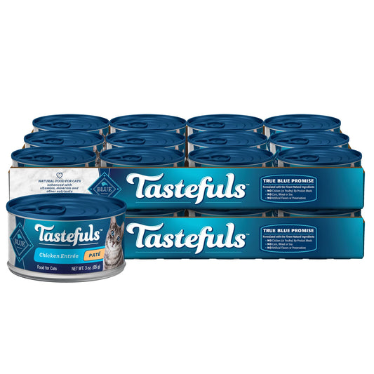 Blue Buffalo Tastefuls Natural Pate Wet Cat Food, Chicken Entrée 3-oz cans (Pack of 24)