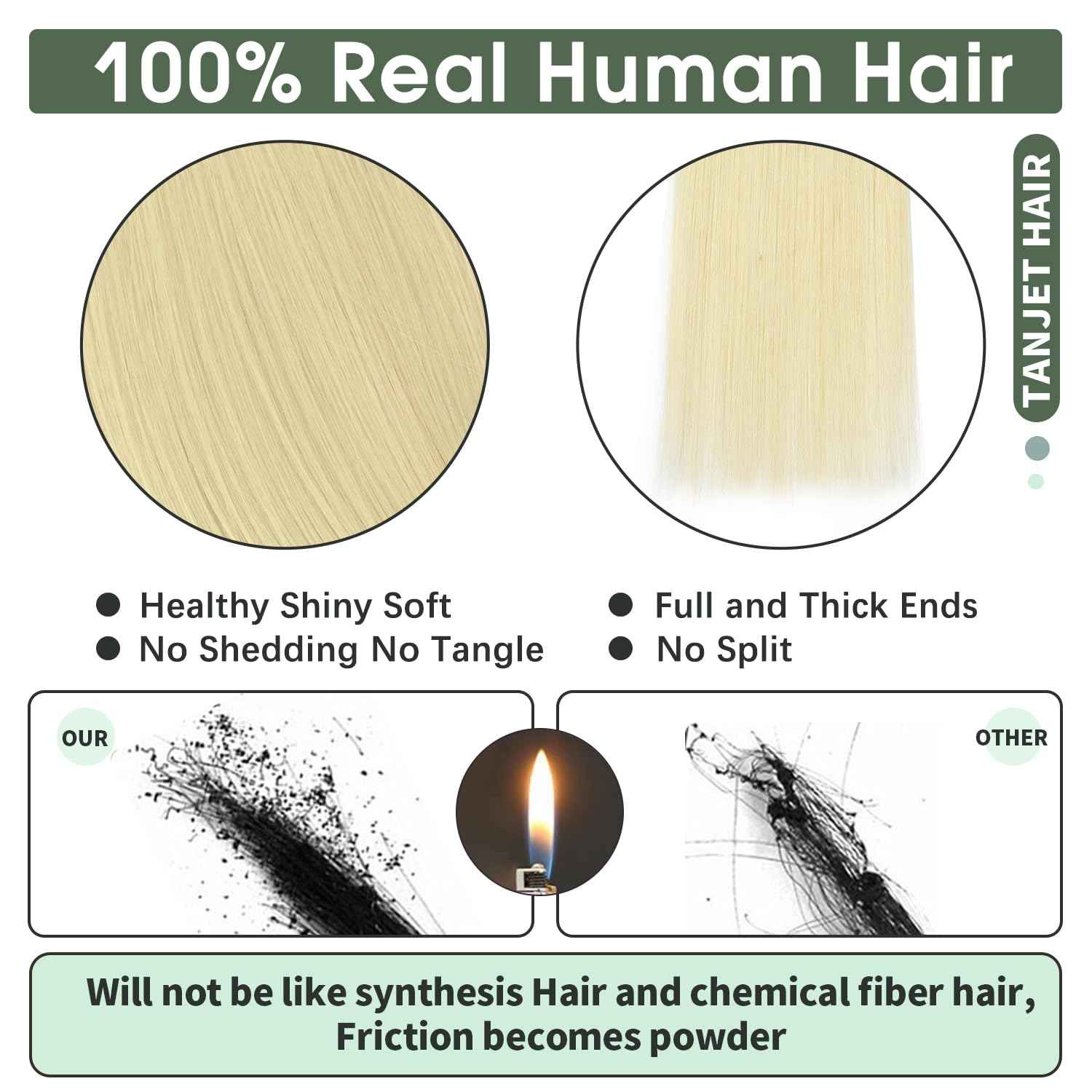 TANJET Tape in Human Hair Extensions Platinum Blonde Straight Seamless Skin Thick Weft Hair Extensions Remy Tape in Hair Extensions Human Hair (#60 16 Inch 20pcs 40g/Pack)