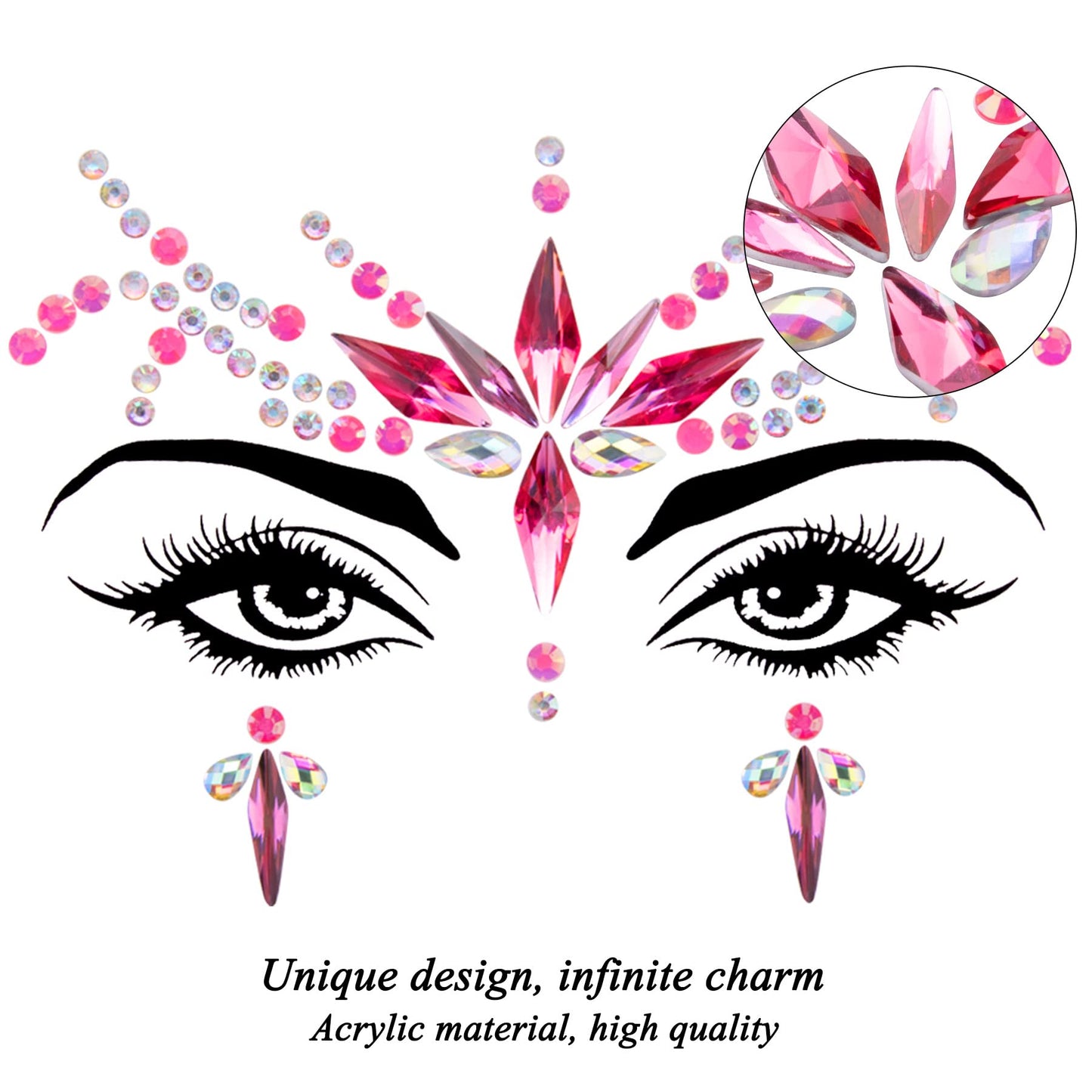 SIQUK 20 Sets Face Jewels Rhinestones Face Gems Stick on Eye Jewels Stickers Crystal Face Jewel for Festival Rave Carnival Party