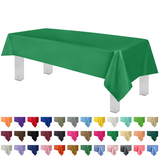 Grandipity Green 12 Pack Premium Disposable Plastic Tablecloth 54 Inch. x 108 Inch. Decorative Rectangle Table Cover