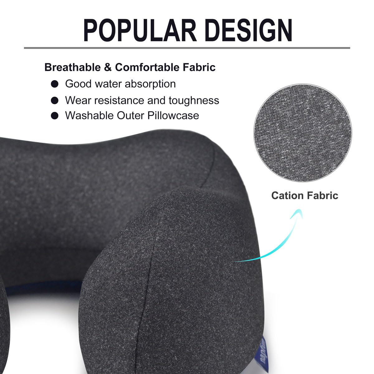 napfun Travel Pillow, Travel Accessories & Travel Essentials for Airplane Upgraded 100% Pure Memory Foam Travel Neck Pillow for Flight Headrest Sleep, Portable Plane Necessities, Full Black