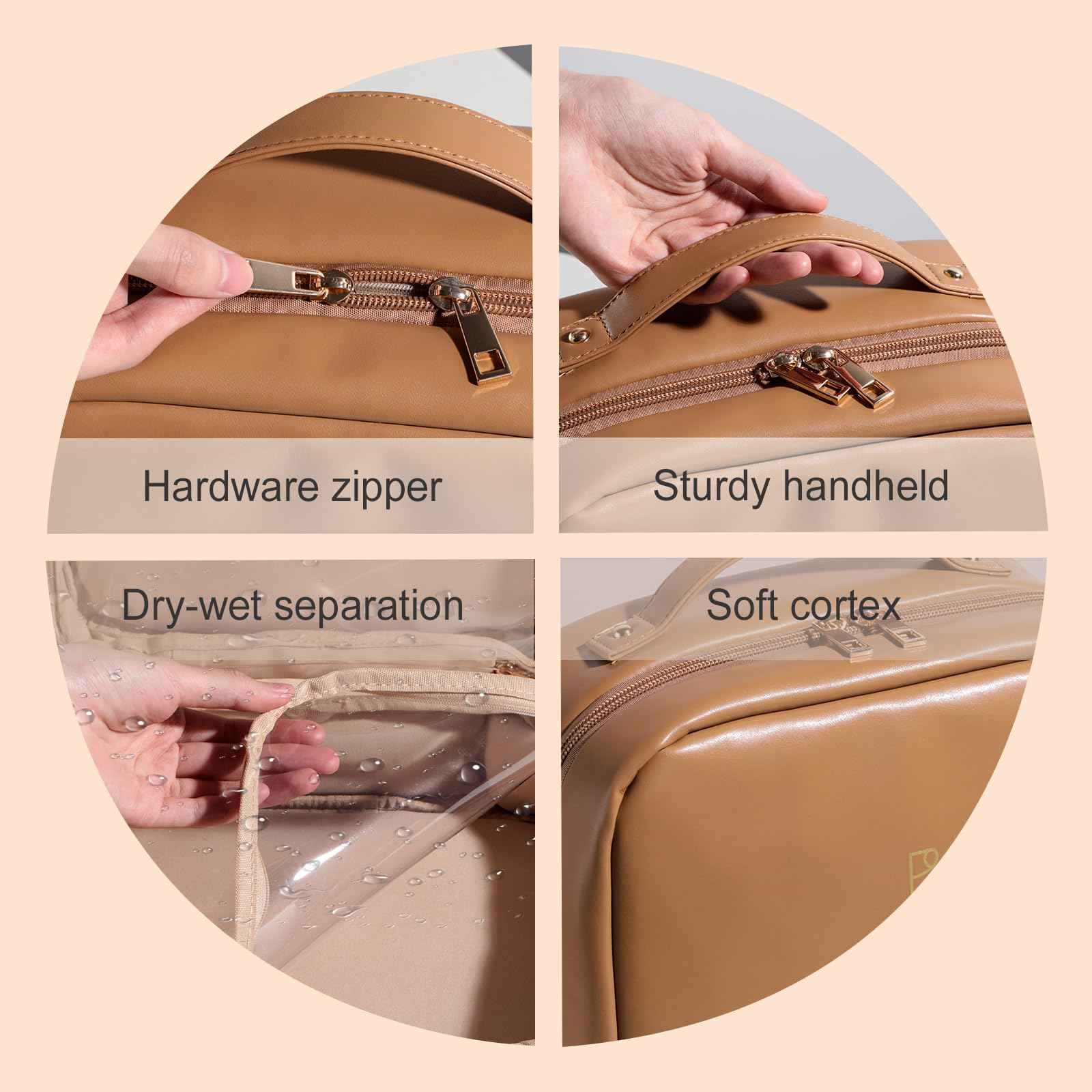 BS-MALL XL Makeup Case – Premium Makeup Bag with Soft Leather, Waterproof and Durable for Long-Term Use