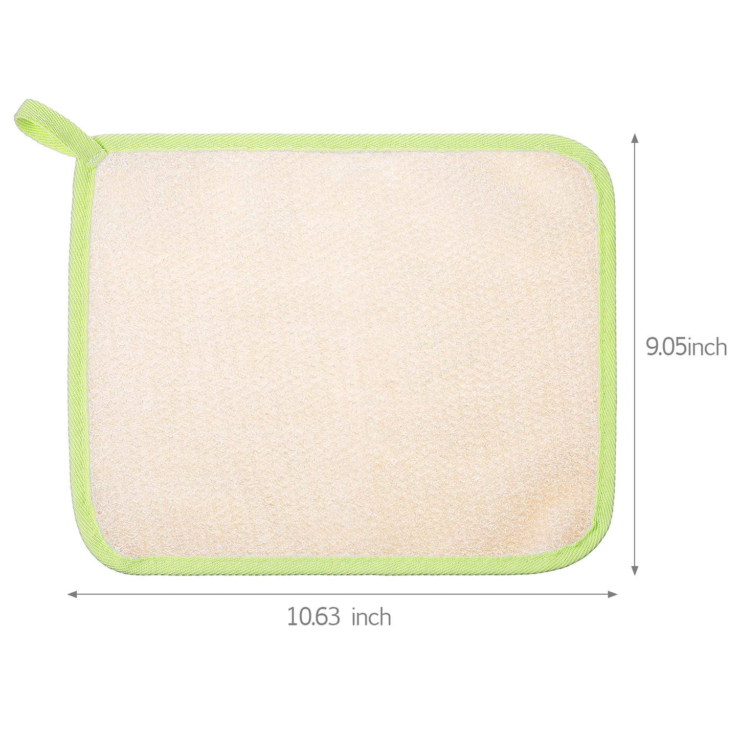 Tatuo 5 Pcs Exfoliating Face and Body Wash Cloths Towel Weave Bath Cloth Exfoliating Scrub Cloth Massage Bath Cloth for Women and Men, 10.63 x 9.05 Inch (Green Edge)