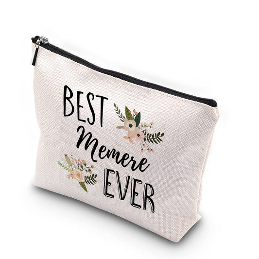 WCGXKO Best Memere Ever Grandma Gift Memere Gift Zipper Makeup Bags Travel Waterproof Toiletry Bag Accessories (Best Memere)