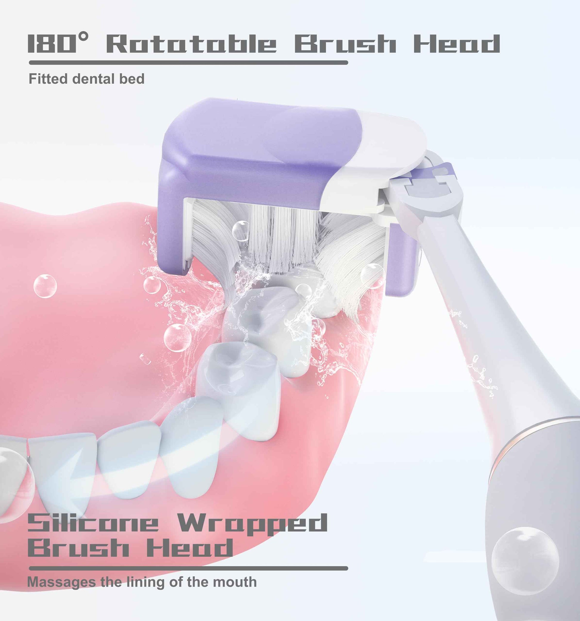 Heisr Premium Customized 3-Sided Ultra Clean Replacement Brush Heads, Innovative 180° Rotatable Mechanical Brush Head, 25° Angled Soft Bristles, for Ultimate Cleaning with Heisr HS-X1, 2 Count, HS-T1