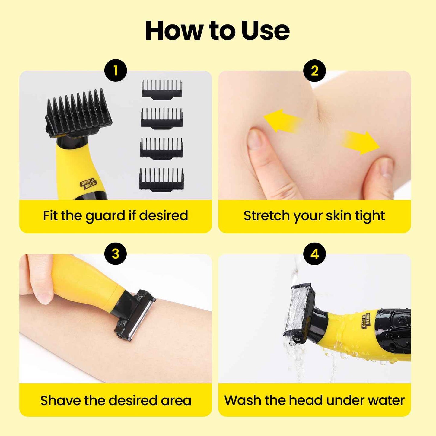 Gorilla Technique Men’s Groin & Body Hair Trimmer – 2-Way Pivot Blade, No-Nick Skin Guard, 4 Trimming Heads, 1–6mm Combs, IPX4 Waterproof, Electric Shaver for Pubic & Ball