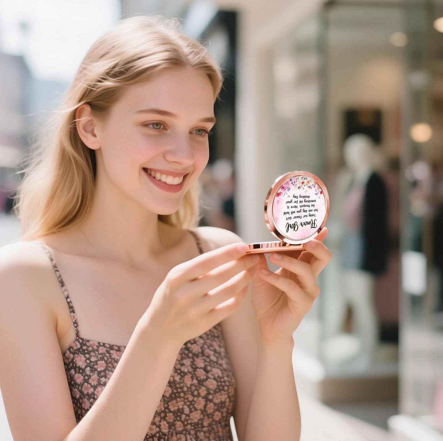 GAOLZIUY Flowers Girl Compact Mirror Proposal Gifts, Flower Girl Gift Makeup Mirror from Bride, Bridesmaid Gifts for Girls On Wedding Party