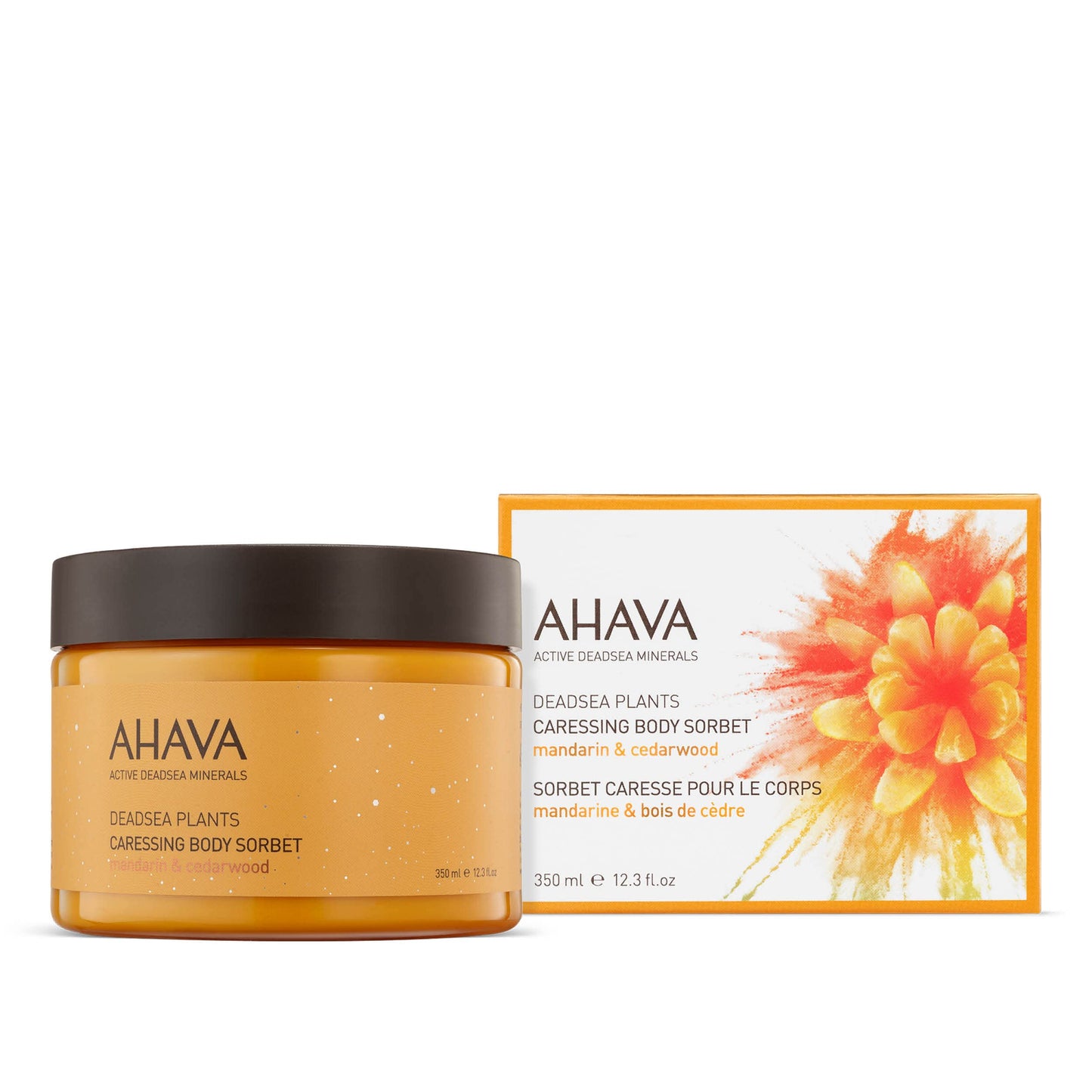 AHAVA Dead Sea Plants Caressing Body Sorbet, Mandarin & Cedarwood - Hydrate & Refreshes Skin, Enhances Suppleness, Envelops in Energizing Sensation, with Osmoter, Bisabolol, Vitamin B5 & E, 11.8 Fl.Oz