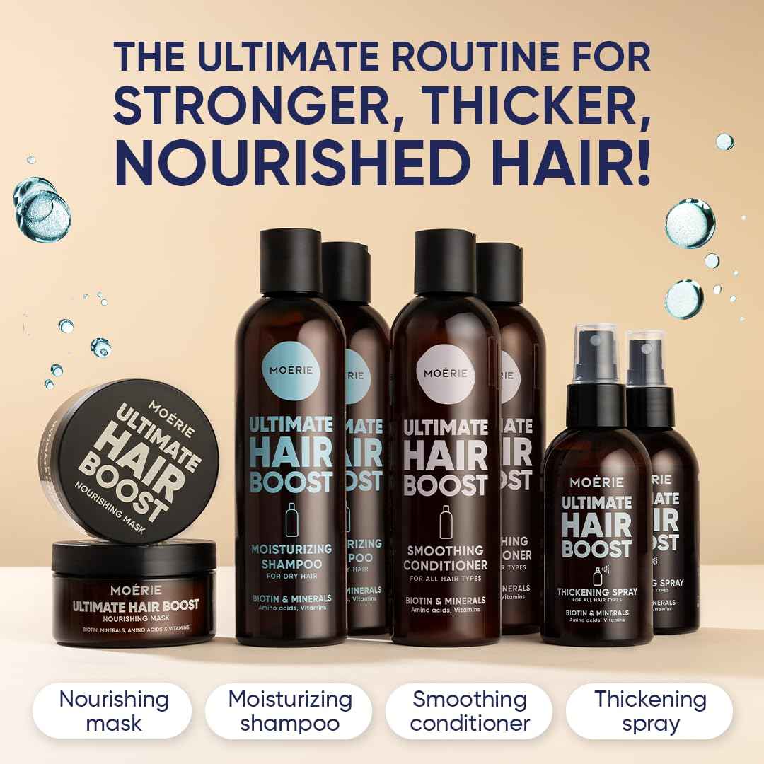 Moerie Ultimate Hair Growth Shampoo & Conditioner Set – Longer, Thicker, Fuller Hair – Vegan, Volumizing, Paraben & Silicone Free – Moisturizing for All Hair Types – 2 x 8.45 fl oz (250ml)